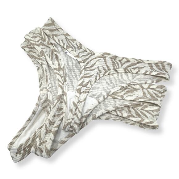 Jenni NEW Women's 3 Piece Fashion Panty Thong Panties White Brown Size L Tiger - Picture 4 of 6